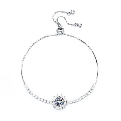 925 sterling silver inlaid two carat moissanite sunflower bracelet flower bracelet, elegant and luxurious handmade jewelry, the best gift for women's pull-out Valentine's Day