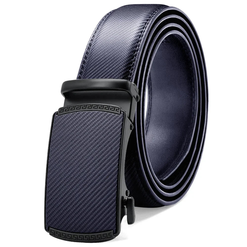 Mens Leather Belt Metal Automatic Genuine Leather Belts Leisure Fashion Ratchet Belts for Men Pants Fashion Genuine Leather Belt