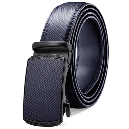 Mens Leather Belt Metal Automatic Genuine Leather Belts Leisure Fashion Ratchet Belts for Men Pants Fashion Genuine Leather Belt