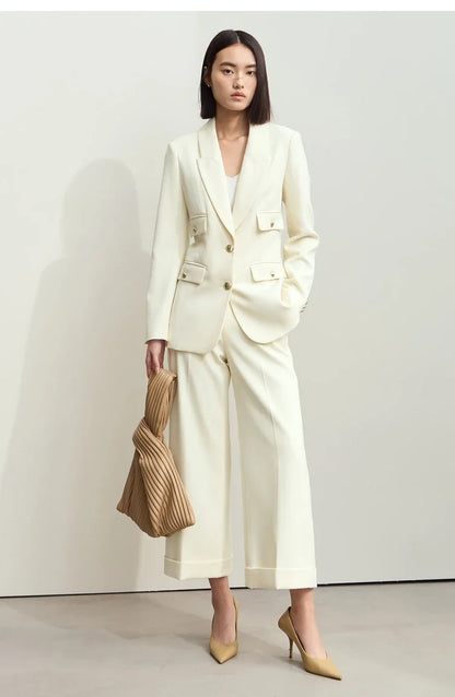 Minimalist Blazers Women Autumn 2024 Clothing Vintage Buttons Up Coat Basics Long Sleeve Jacket Office Lady Blazer 12453051