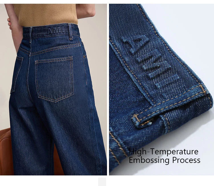 Women's Jeans 2026 Spring New Casual Letter Embossed Cotton Denim Trousers Women's Retro Versatile Straight Pants 12641115
