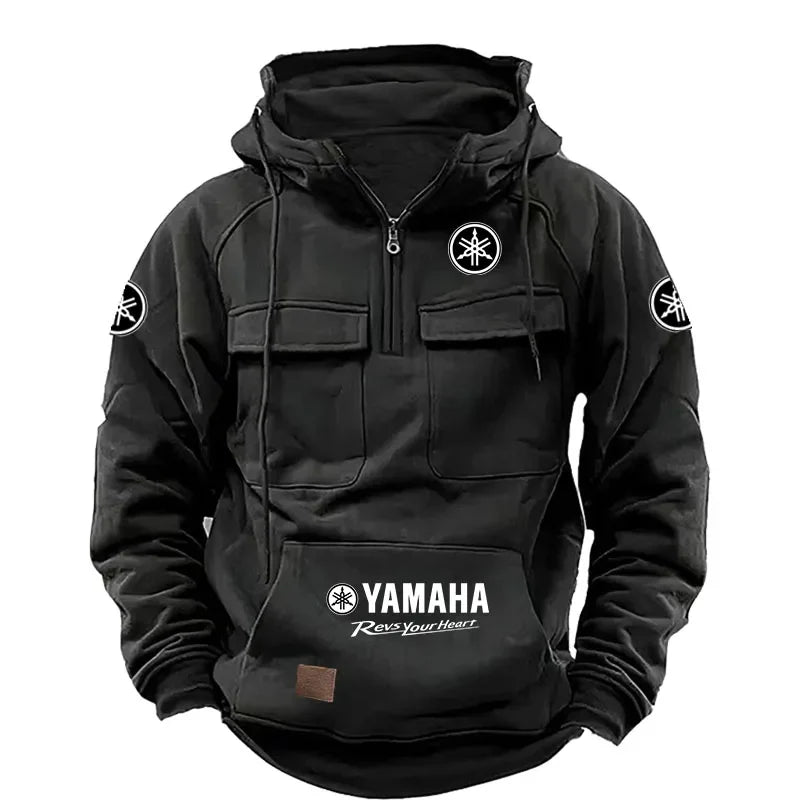 2026 Yamaha Logo Men's High Quality Multi Pocket Hoodie Coat Autumn/Winter Trendy Casual Sports Hoodie Top Hooded Sweatshirt