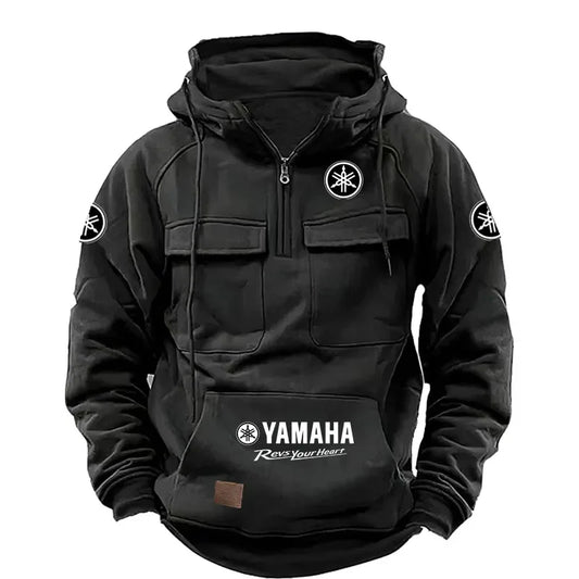 2026 Yamaha Logo Men's High Quality Multi Pocket Hoodie Coat Autumn/Winter Trendy Casual Sports Hoodie Top Hooded Sweatshirt