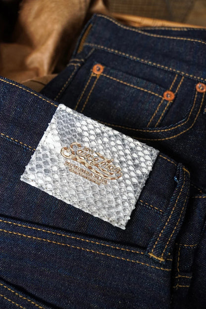 Mens Jeans Rainbow Sanforized Selvedge Denim Jeans Man Python Skin Labels Regular Fit 14 Oz