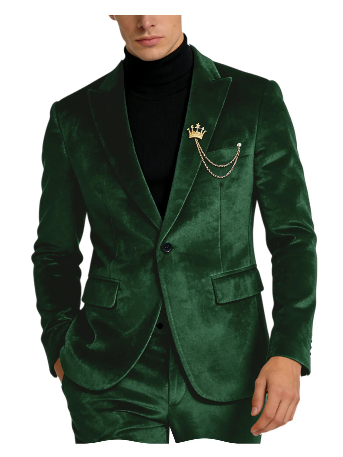 Men's Teal Velvet Blazer 1 Button Single Breasted Slim Fit Formal Wedding Party Suit Jacket