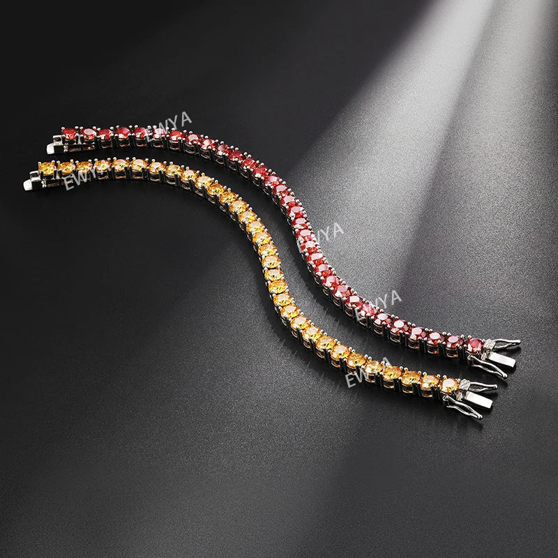 Luxury 3/4/5MM Full Blue Green Moissanite Tennis Bracelet for Men Women S925 Red Pass Diamond Test Bracelets Wholesale Gift