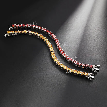 Luxury Real 3/4/5/6.5MM Full Champagne Blue Green Moissanite Tennis Bracelet for Men Women S925 All Red Diamond Bracelets