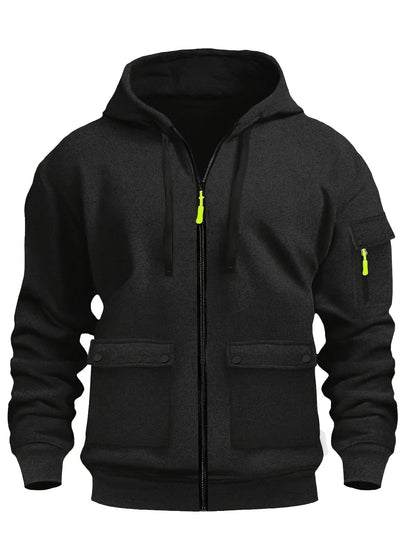 Zipper Hoodies 2025 Autumn Winter Men's New Long Sleeve Hooded Sweatshirt Fashion Pocket Decoration Male Fleece Outfit Sports
