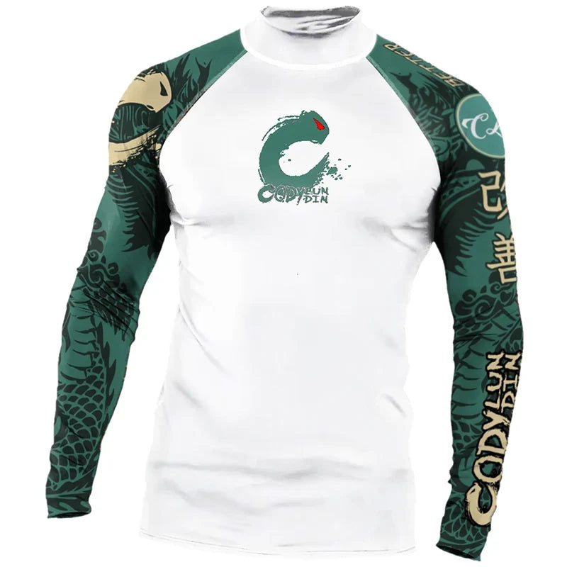 Men's Sports T -shirt Quickly Drying Bodybuilding Fitness Tight Rashguard UV Protection Swimsuit Swimming Shirt Surfing Rash
