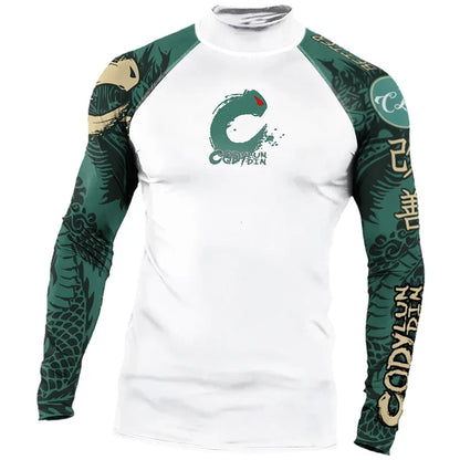 Men's Sports T -shirt Quickly Drying Bodybuilding Fitness Tight Rashguard UV Protection Swimsuit Swimming Shirt Surfing Rash