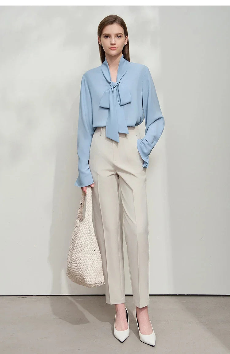 Minimalist Women's Premium Chiffon Blouse 2025 Autumn New Elegant French Luxury Commuter Basic Loose Shirt Tops 12541048