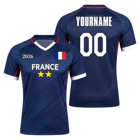 2026 France Flag Print Football Jersey Custom Name Number Quick Dry Sports Tees For Soccer Fans Training Uniform Dropshipping