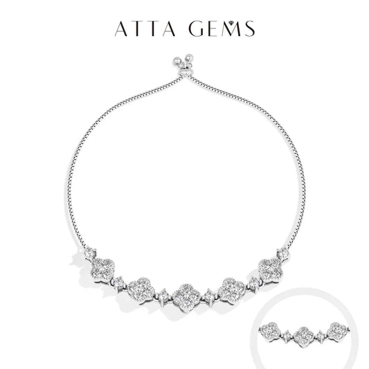Bracelets Moissanite Design Étoiles pour Femmes S925 Argent Sterling Réglable Chaîne Forçat 24cm Bijoux Cadeaux d'Anniversaire Porte-Bonheur
