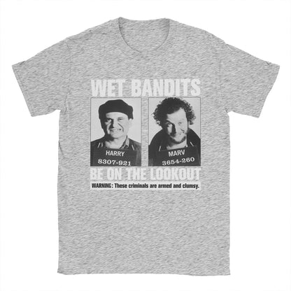 Home Alone Wet Bandits T-Shirt for Men  Vintage Pure Cotton Tee Shirt Crew Neck Short Sleeve T Shirt Printed Tops