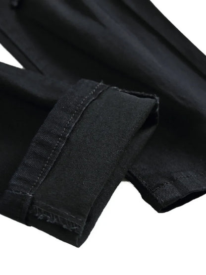 Skinny Fashion Men's Ripped Jeans Slim Breathable Soft Washed Streetwear Trousers Male Spring Autumn Elastic Hole Denim Pants