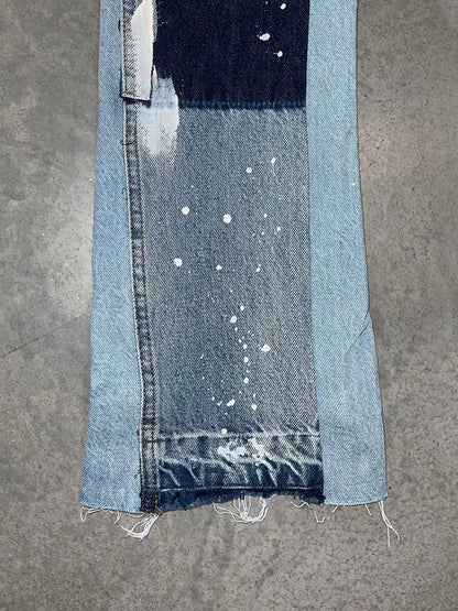 Men's Punk High Street Raw-Edge Skinny Jeans with Micro Trumpet Detail  Y2K Low Rise Stretch Floor Length Biker Rock Pants 2025