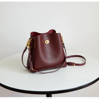Fashion PU leather Women Handbags Large Capacity Fashion female Bucket Shoulder Bag Elegance ladies messenger bag burgundy totes