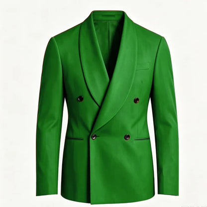 Luxury Men's Summer Blazer Shawl Lapel Slim Fit Double Breasted Suit Jacket Business Casual Wedding Groom Tuxedo Formal Party