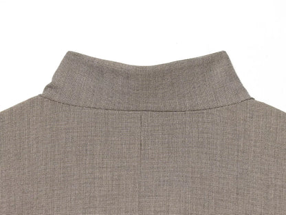 Vintage Solid Grey Elegant Woman Blazer Buttons Fashion 2026 Spring Office Lady Elegant Turtleneck Female Loose Outwear