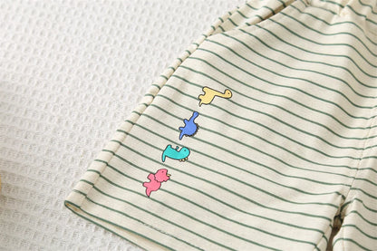 New Summer Baby Boy Clothes Set Toddler Boys Striped Cartoon T-shirt Short Pant 2-Piece Casual Infant Children's Clothing Outfit
