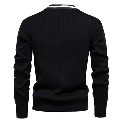Brand Men's Cotton Cardigan Sweater V Neck Button-up Casual Youth Knit Sweaters for Men