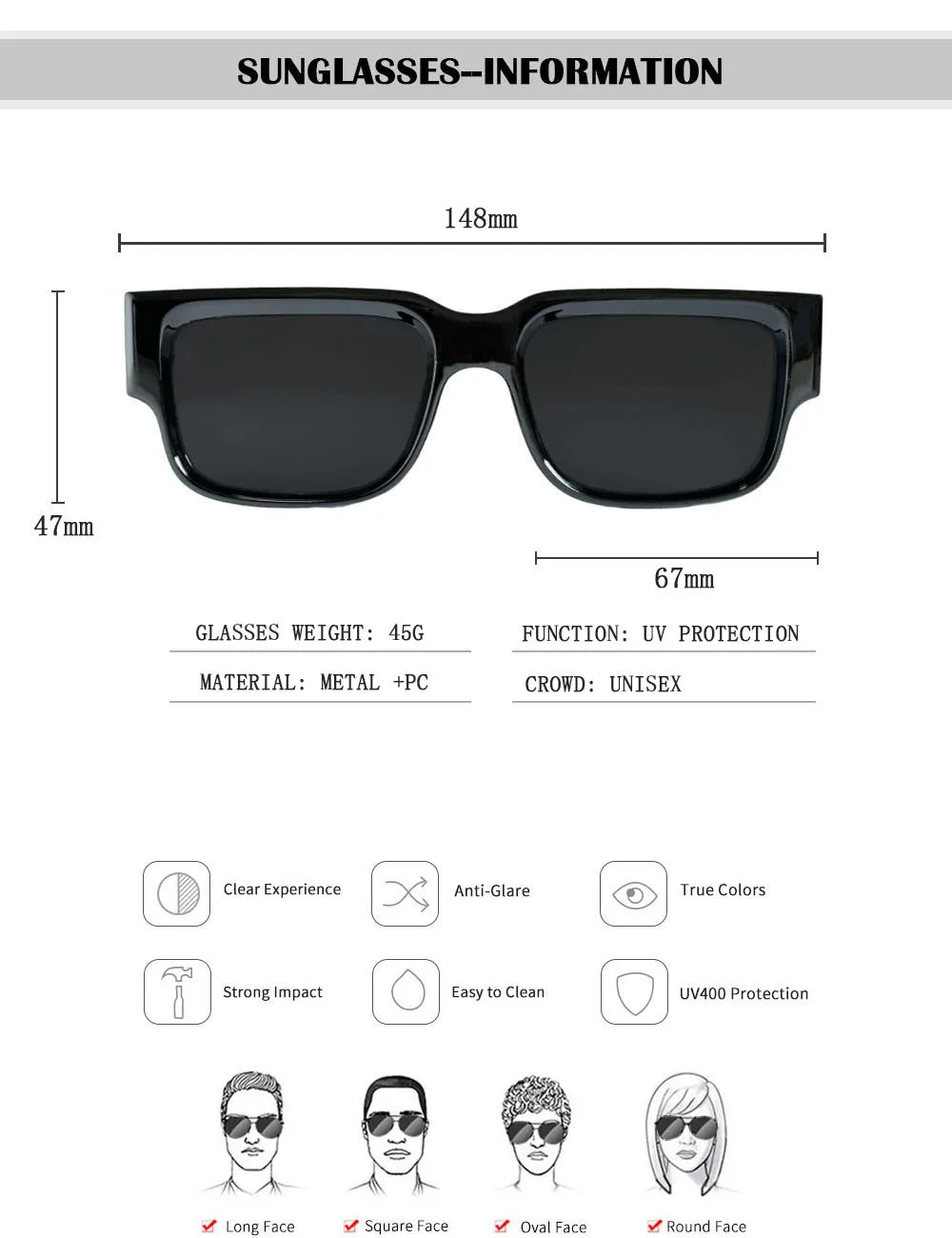 New Square Sunglass Men Luxury Sunglasses Women Vintage Fashion Glasses Summer Vacation Gafas De Sol Hombre Lunette Soleil Femme