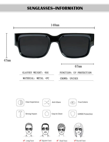 New Square Sunglass Men Luxury Sunglasses Women Vintage Fashion Glasses Summer Vacation Gafas De Sol Hombre Lunette Soleil Femme