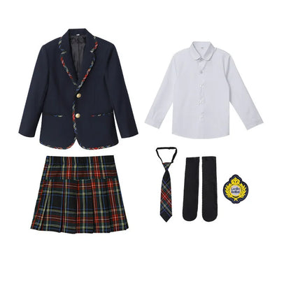 Children School Uniform Girls Jacket Plaid Skirt Suits Boys Formal Dress Toddler Student Clothes Sets Kids British Class Outfits