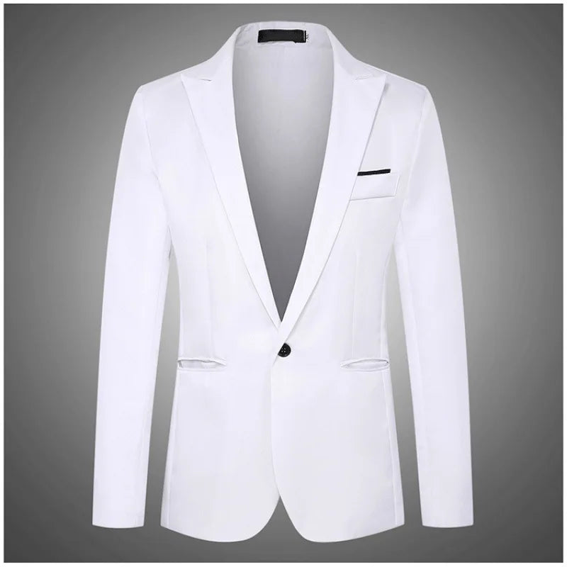 2026 New Men's Slim Blazers Fashion Single-button Business Casual Suit Jacket Solid Elegant Stylish Party Wedding Suit Tops Male