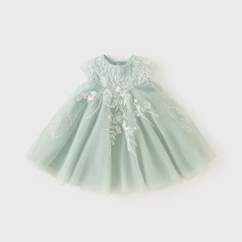 Girl's Princess Dress 2025 New Summer Children's Baby Mesh Noble Cute Sweet Charm Evening Dress Party DB2221920-A