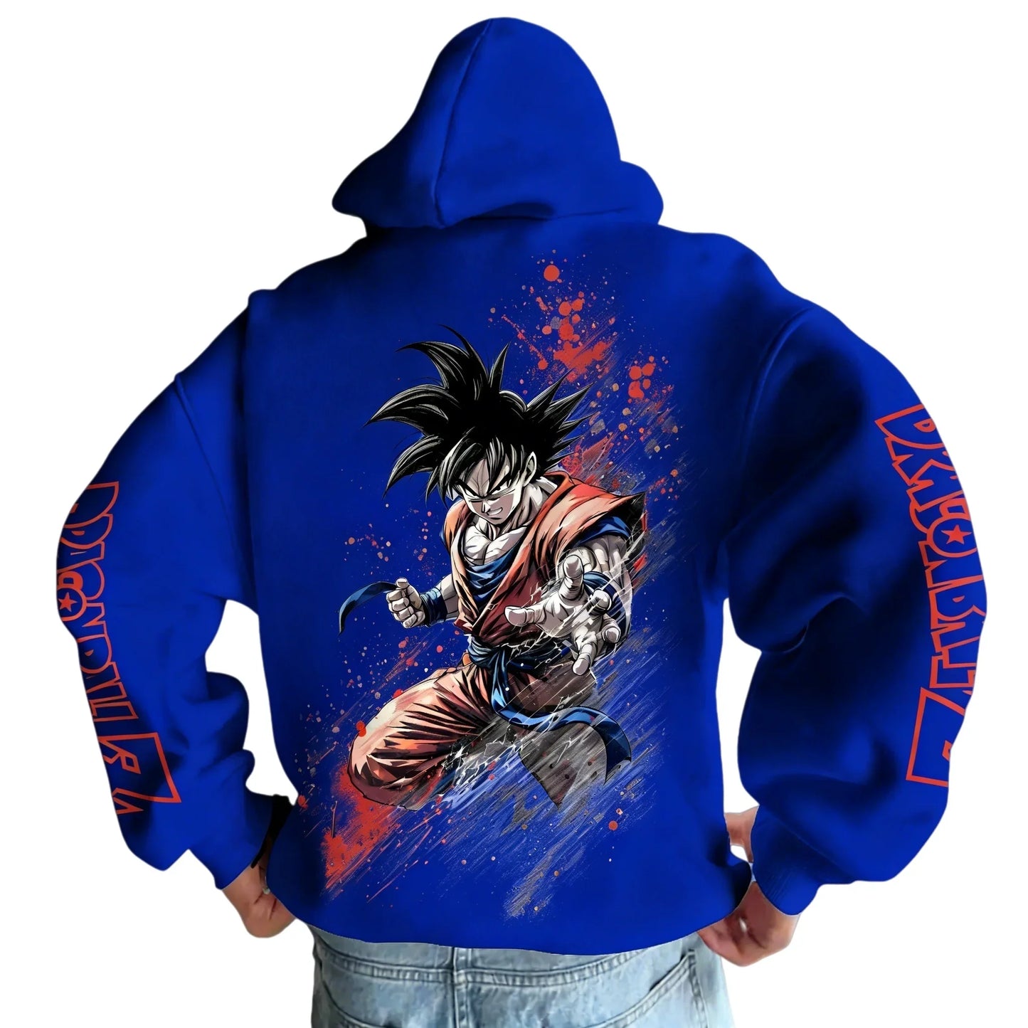 2026 Dragon Ball Retro Anime Hoodie, Son Goku Print Men's Pure Cotton Hoodie, Casual Loose Sports Daily Version Y2K Style