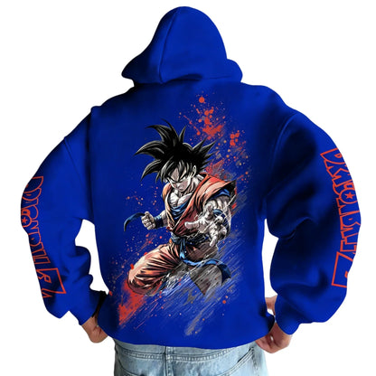2026 Dragon Ball Retro Anime Hoodie, Son Goku Print Men's Pure Cotton Hoodie, Casual Loose Sports Daily Version Y2K Style