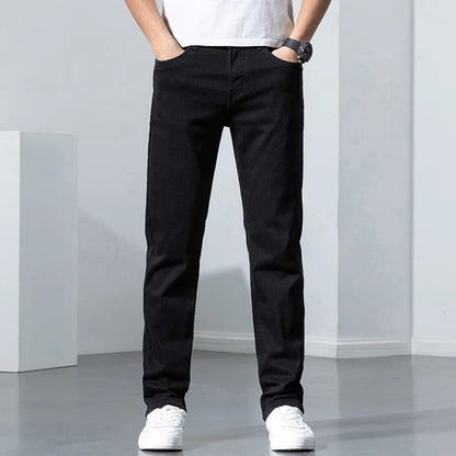 2026 Classic Men Straight Jeans Homme Pantalon Streetwear Soft Black Blue Masculino Denim Mans Pants