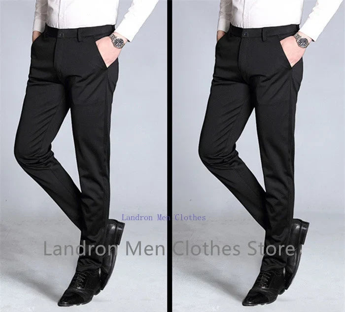 Formal Dress Suit Pants Tall Men 190CM Business Black Blue Plus Size 40 42 44 46 Extra Long Lengthened Straight Office Trousers