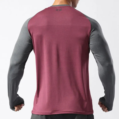 Men's Sport Long Sleeve Tops Quick Dry Fitness T-shirts Bodybuilding Gym Tees Casual Skinny Elastic Breathability Sportswear