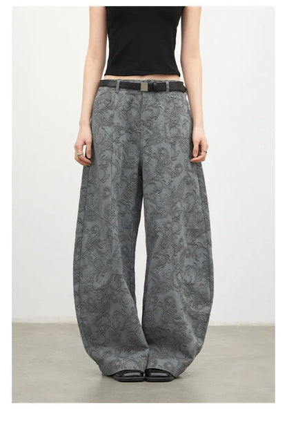 New Women Jeans Loose Casual High Waist Wide Leg Denim Pants Paisley Female Trousers Spring Autumn 2026