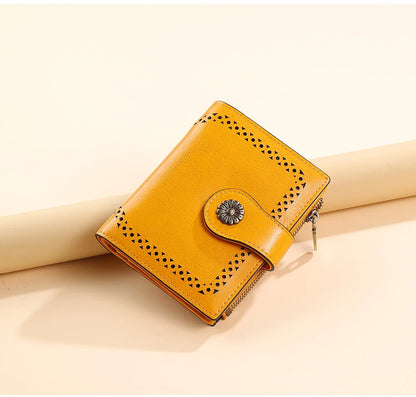 Women's Wallet Short Zipper Female Tri-Fold Vertical Card Holder Original Purse Anti-RFID