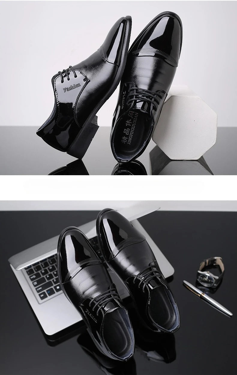 Men Dress Shoes Patent Leather Oxford Shoes Male Formal Big Size 38-48 Handsome Men Pointed Toe for Wedding