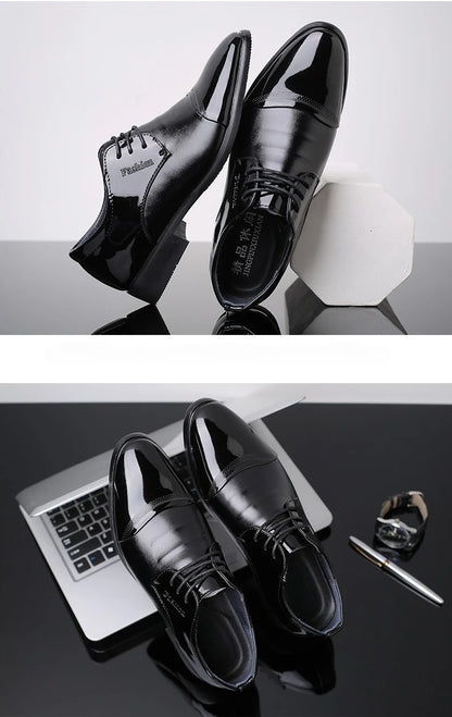 Men Dress Shoes Patent Leather Oxford Shoes Male Formal Big Size 38-48 Handsome Men Pointed Toe for Wedding