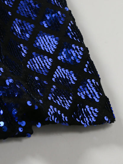Men's Gold Suit Jacket, Wedding Party Dress Coat, Silver Blue Black Round Metallic Sequin Decoration Blazers.