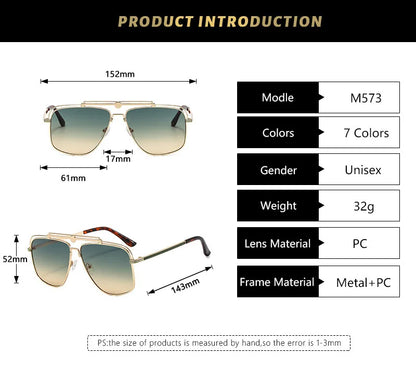 Big Metal Frame Gradient Sunglasses UV400 Protection Classic Sun Glasses Driving Oversized Square Sunglasses for Women & Men