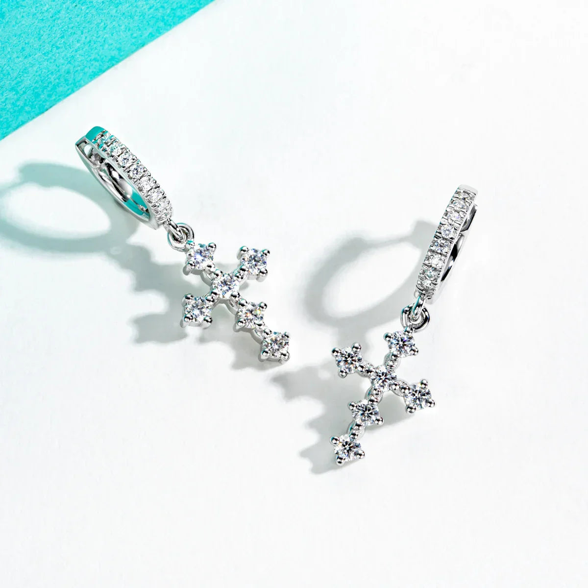 Moissanite Cross Hoop Earrings For Women Huggie 925 Sterling Silver Lab Created Diamond Drop Earrings Jewelry Wholesale