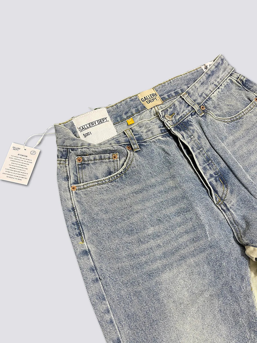 Denim Bell-bottoms Washed And Worn Patchwork Jeans