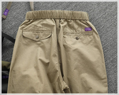 Summer thin casual pants men's straight straight tube loose conical overalls all cotton wash re-engraved purple mark daddy pants