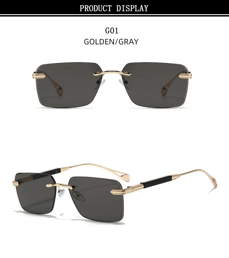 2024 Fashion Sunglasses For Men Luxe Rimless Sunglasses Women Trendy Vintage Glasses Lunette Soleil Femme Gafas De Sol Hombre