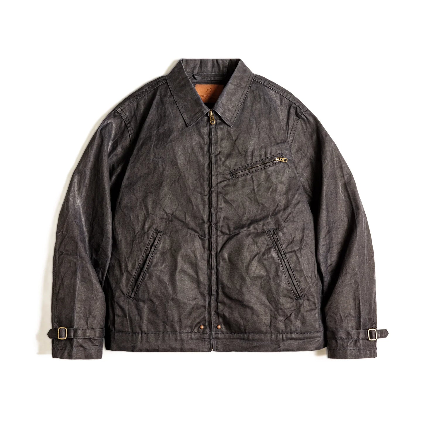 Men's Vintage IV Oil Waxed Canvas Jacket Lapel Zipper Short Outerwear Classic Slim Fit for Men's Spring and Fall Jacket