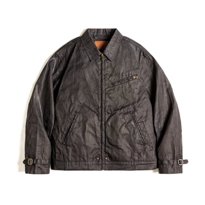 Men's Vintage IV Oil Waxed Canvas Jacket Lapel Zipper Short Outerwear Classic Slim Fit for Men's Spring and Fall Jacket