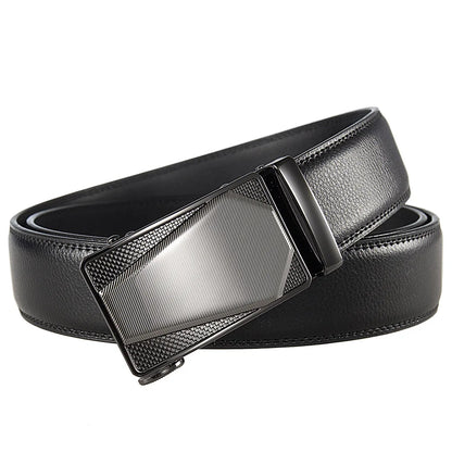 Men's Leather Belt High quality genuine leather alloy automatic buckle Adjustable ratchet belt Fashion business belt for men