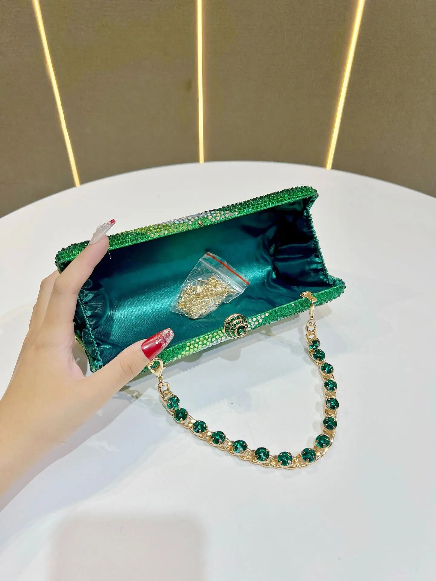 Fashion Trendy Party Bag Evening Shiny Rhinestone Clutch Phone Holder Large Capacity Women's Daily Use Glitter Party Bag