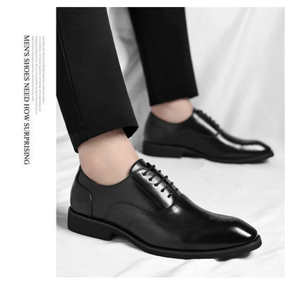 Solid Color New Dress Shoes for Men Lace Designer Fashion Wedding Derby Shoes Male Spring Autumn Business Casual Shoe Man